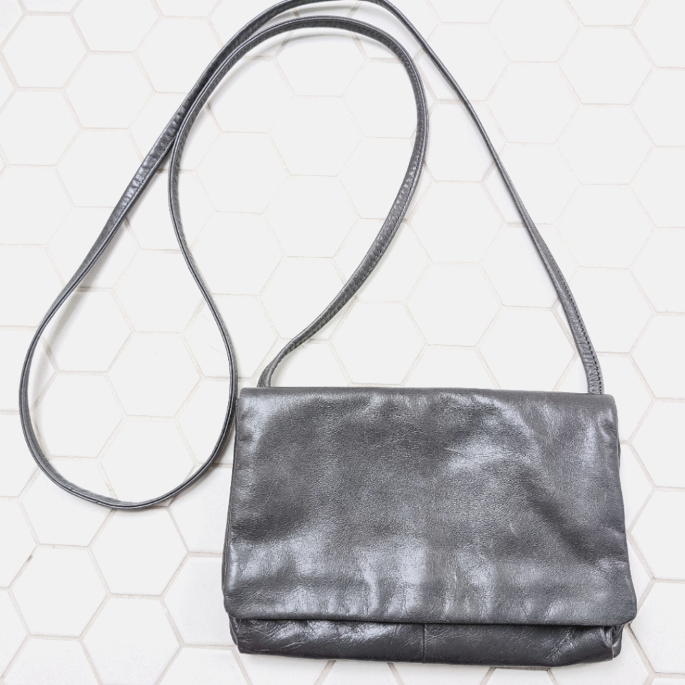 Butter soft gray leather crossbody bag by HOBO in EUC